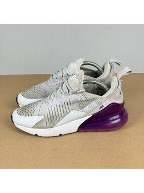 Nike Air Max 270 Athletic Shoes Youth 4Y White Purple Breathable Casual Low Top